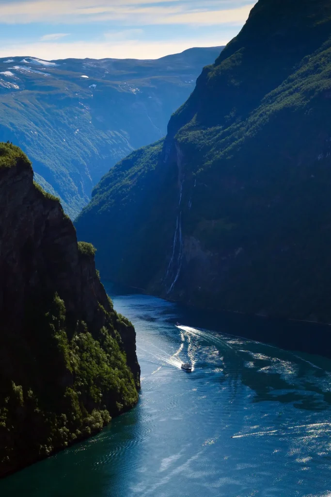 Fjord Geirangerfjord is pearl of Norway